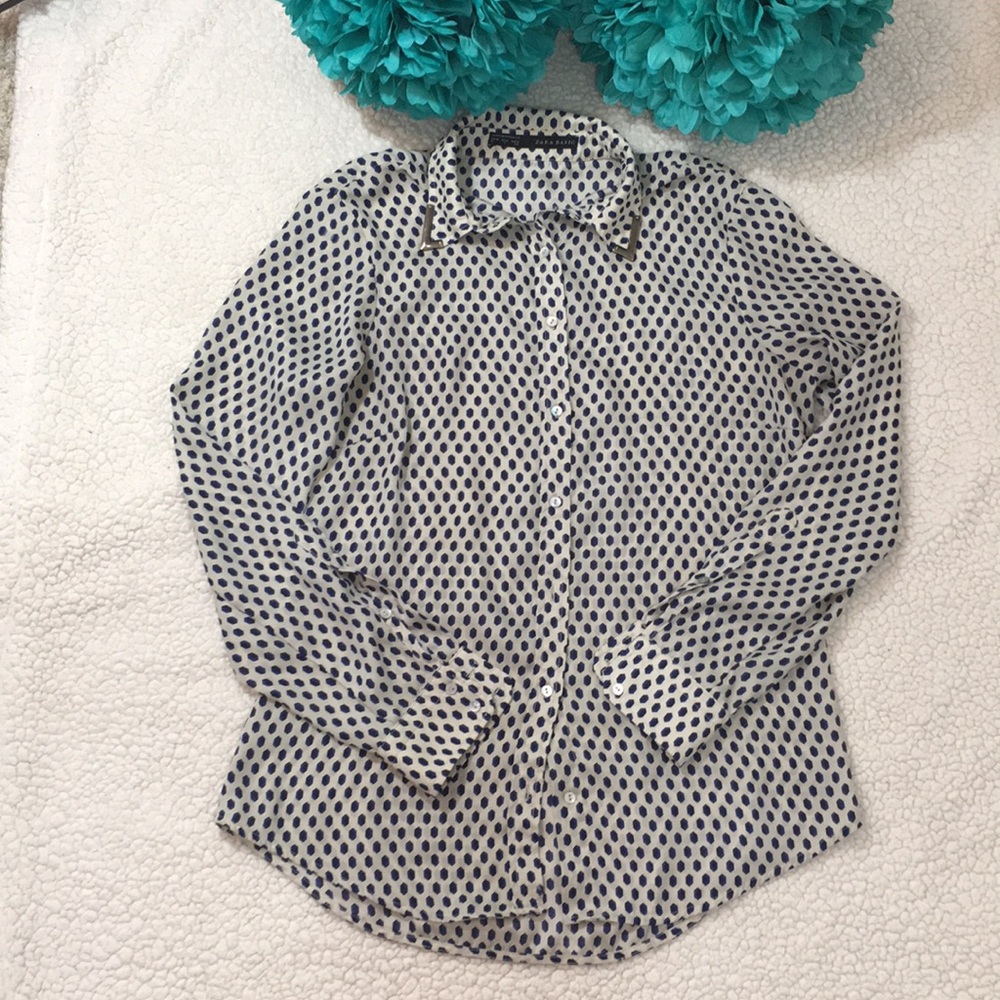 Zara Basic Silk Button Up Top Blouse - image 1